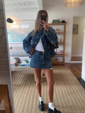 PARKE Denim Mini Skirt Frayed